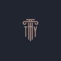 TY initial logo monogram with pillar style design for law firm and justice company