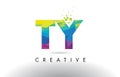 TY T Y Colorful Letter Origami Triangles Design Vector.