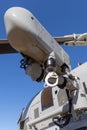 Close up of a winch on a helicopter used for search and recuse missions