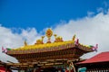 Buddhist monastery gate decoration in Nepal Royalty Free Stock Photo