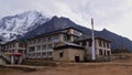 Sherpa lodge Hotel Himalayan in a stone house in village Tyangboche (Tengboche) on Everest Base Camp Trek in Himalayas.