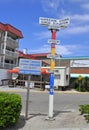 Tybee Island, Georgia, U.S - November 5, 2016 - The hurricane storm surge elevation and water level marker if the city is hit by Royalty Free Stock Photo