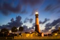 Tybee Lighthouse at a Cloudy Night Royalty Free Stock Photo