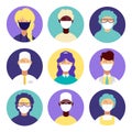 Set of avatars for doctors and medical staff. Colorful icons. Vector cartoon illustration. Royalty Free Stock Photo