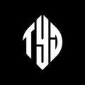 TYJ circle letter logo design with circle and ellipse shape. TYJ ellipse letters with typographic style. The three initials form a Royalty Free Stock Photo