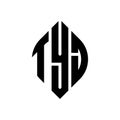 TYJ circle letter logo design with circle and ellipse shape. TYJ ellipse letters with typographic style. The three initials form a Royalty Free Stock Photo