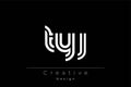 TYJ Creative Unique Modern Letter Logo Design Royalty Free Stock Photo