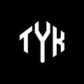 TYK letter logo design with polygon shape. TYK polygon and cube shape logo design. TYK hexagon vector logo template white and Royalty Free Stock Photo