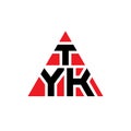 TYK triangle letter logo design with triangle shape. TYK triangle logo design monogram. TYK triangle vector logo template with red Royalty Free Stock Photo