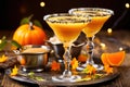 Tykkintini Pumpkin Martini cocktail for autumn and Halloween parties. Generative AI