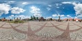 TYKOCIN, POLAND - JULY, 2019: Full seamless spherical hdri panorama 360 degrees angle view in medieval pedestrian street place of