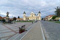 Tykocin / Tiktin,  Market Square with Stefan Czarniecki monument and Holy Trinity Church, Royalty Free Stock Photo