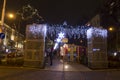 Tyl squares Christmas markets in Prague with people shopping there at night