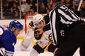 Tyler Bozak and Patrice Bergeron Face-off Royalty Free Stock Photo