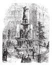 Tyler Davidson Fountain or Genius of Water or The Lady or The Fountain, in Cincinnati, Ohio, USA vintage engraving Royalty Free Stock Photo