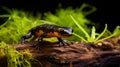 Tylototriton shanjing, the emperor newt, Mandarin newt or Mandarin salamander. generative ai Royalty Free Stock Photo