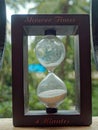 Tyme is running out An hourglass Sand Time