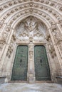 Tympanum carvings detail of Puerta de los leones (Lions Gate) at Catedral de Toledo (Toledo Cathedral).