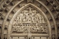 Tympanum of a door of Saint Vitus cathedral in Prague