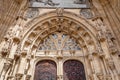 Tympanum of a door of San Salvador cathedral in Oviedo