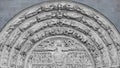 Tympanum and lintel, showing Last Judgement iconography in Basilique of Saint-Denis