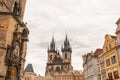 Tyn Church and astronomical clock on the town square Royalty Free Stock Photo