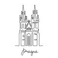 Prague continuous line vector illustration Royalty Free Stock Photo