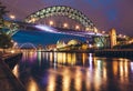 The Tyne Bridge over the river Tyne in Newcastle, GATESHEAD at night , ENGLAND. Royalty Free Stock Photo