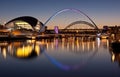 Tyne Bridges At Sundown Royalty Free Stock Photo