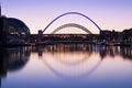 Tyne Bridges At Sundown In Winter Royalty Free Stock Photo