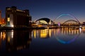 Tyne Bridges At Sundown In Winter Royalty Free Stock Photo