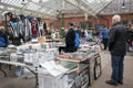 Tynemouth Metro Station Weekend Flea Market.  Stall selling football collectables and merchandise mainly of Newcastle United Royalty Free Stock Photo