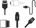 Type c icon, USB Type icon, Charging cable black vector icon set. Royalty Free Stock Photo