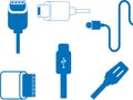 Type c icon, USB Type icon, Charging cable blue vector icon set. Royalty Free Stock Photo