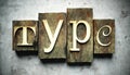 Type concept with vintage letterpress Royalty Free Stock Photo