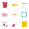 Type of contraception icon set, flat style