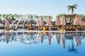 Type entertainment complex. The popular resort with pools and water parks in Turkey. Luxury Hotel. Resort Royalty Free Stock Photo