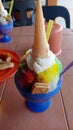 a type of food in malaysia known as Air Batu Campur. This dish is popular for its colorful shape and very sweet taste.