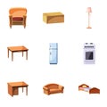 Type of furniture icons set, cartoon style
