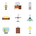 Type of furniture icons set, flat style