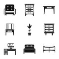 Type of furniture icons set, simple style