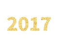 2017 type in Golden glitterstyle, template for banner, card