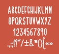 Type letters, numbers and punctuation marks Hand