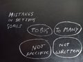 type of mistakes in setting goal on chalkboard concept