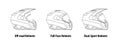 Type of Motorcycle Helmets Outline Vector.