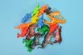 Type of plastic dinosaur toys. The dinosaur toy was incredibly detailed and realistic, inspiring my child\'s imagination and Royalty Free Stock Photo