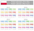 2015-2018 Type-1 Polish Calendar Mon-Sun