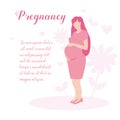 Type of pregnancy resources. Pregnant woman character holding her belly. Child planning. The concept of motherhood, prenatal intra