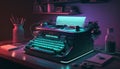 Type in Style: 80s Typewriter in Neon Hues Royalty Free Stock Photo