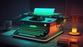 Type in Style: 80s Typewriter in Neon Hues Royalty Free Stock Photo